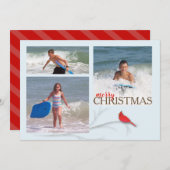 赤く基本的な二重味方された数々のな写真カード シーズンカード (正面/裏面)