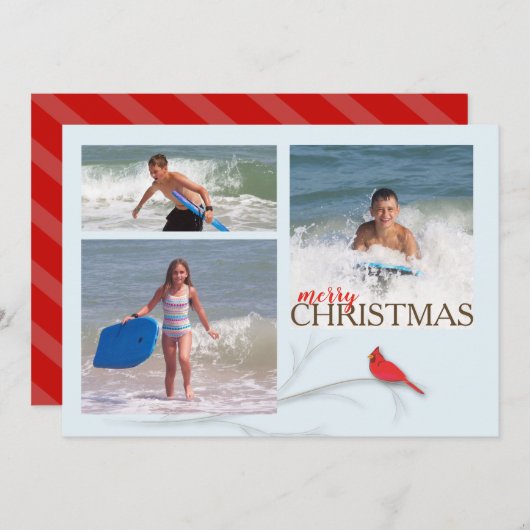 赤く基本的な二重味方された数々のな写真カード シーズンカード (正面/裏面)