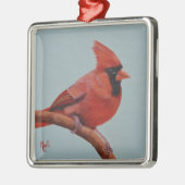 赤く基本的な鳥のクリスマスのオーナメント メタルオーナメント (左)