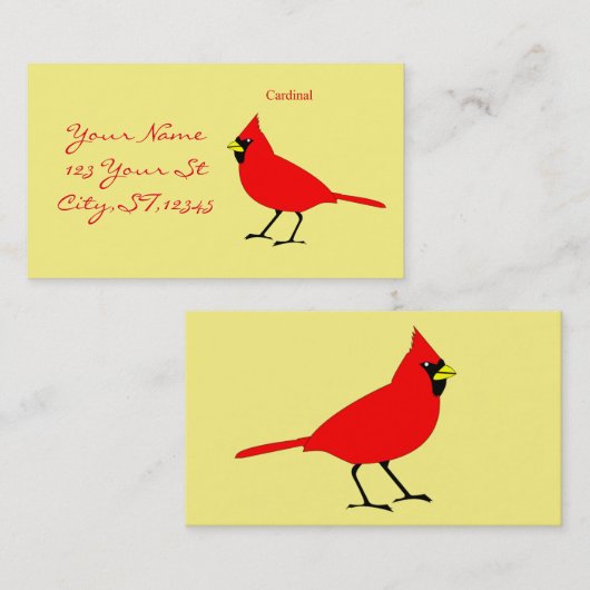 赤く基本的な鳥Thunder_Cove 名刺 (正面/裏面)