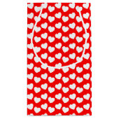 赤く小さいギフトバッグの白いハートパターン スモールペーパーバッグ (裏面)