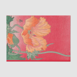 赤く日本のなケシのプリントのティッシュペーパー 薄葉紙