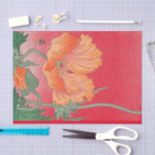 赤く日本のなケシのプリントのティッシュペーパー 薄葉紙 (クラフト)