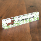 赤く滑らかなダックスフント2 デスクネームプレート (側面)