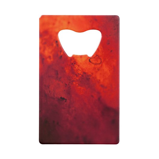 赤く熱い火山性溶岩 クレジットカード栓抜き (正面)