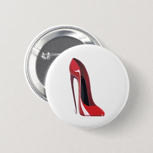 赤く熱狂するなかかとの小剣の靴の芸術 缶バッジ (正面&裏面)