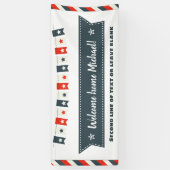 赤く白いおよびブルースターは7月第4起点に歓迎します 横断幕 (縦)