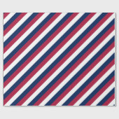 赤く白いおよび青い縞 ラッピングペーパー (フラット)