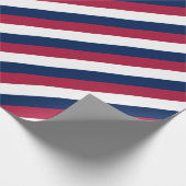 赤く白いおよび青い縞 ラッピングペーパー (角)