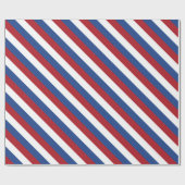 赤く白いおよび青い縞 ラッピングペーパー (フラット)