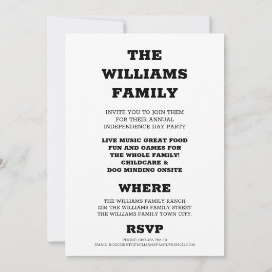 赤く白いおよび青|の写真|米国は7月第4印を付けます 招待状 (裏面)