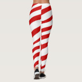 赤く白いキャンディ・ケーンのストライプなクリスマスの休日 レギンス (裏面)