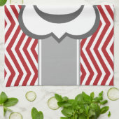 赤く白いモノグラムの手紙Gシェブロン キッチンタオル (折り畳み)