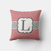 赤く白いモノグラムの手紙Lシェブロン クッション (裏面)