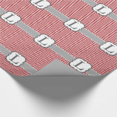 赤く白いモノグラムの手紙Lシェブロン ラッピングペーパー (角)