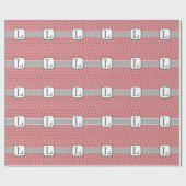 赤く白いモノグラムの手紙Lシェブロン ラッピングペーパー (フラット)