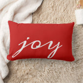 赤く白い原稿のレタリングの喜びのフェスティバルのクリスマス ランバークッション (ブランケット)