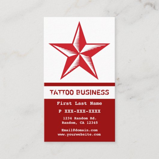 赤く白い星の入れ墨の名刺 名刺 (正面)