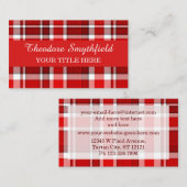 赤く白い格子縞のタータンチェック 名刺 (正面/裏面)