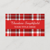赤く白い格子縞のタータンチェック 名刺 (正面)