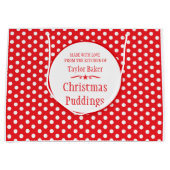 赤く白い水玉模様のカスタムなベーキングの大きいギフトバッグ ラージペーパーバッグ (正面)