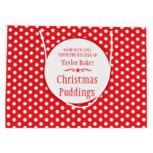 赤く白い水玉模様のカスタムなベーキングの大きいギフトバッグ ラージペーパーバッグ (裏面)