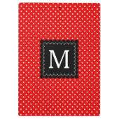 赤く白い水玉模様パターン黒のモノグラムのデザイン クリップボード (裏面)