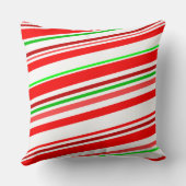 赤く白い緑のお祝いのはっか菓子は縞で飾ります クッション (裏面)
