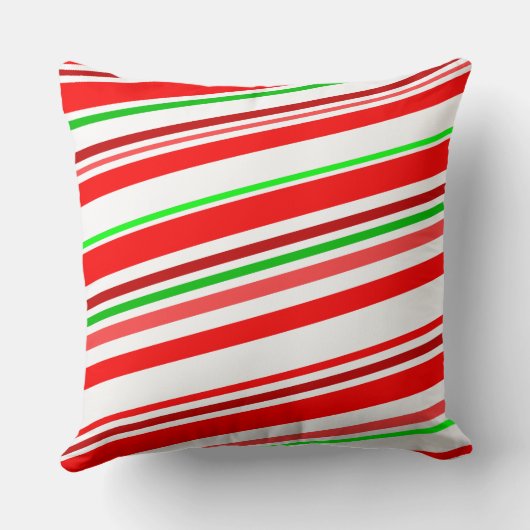 赤く白い緑のお祝いのはっか菓子は縞で飾ります クッション (裏面)