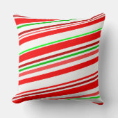 赤く白い緑のお祝いのはっか菓子は縞で飾ります クッション (正面)