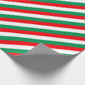 赤く白い緑のストライプ ラッピングペーパー (角)