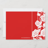 赤く白い花の卒業パーティーの発表 招待状 (裏面)