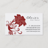 赤く白い花柄の渦巻の名刺 名刺 (裏面)