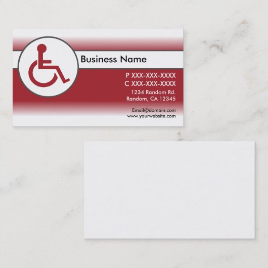 赤く白い障害がある記号の名刺 名刺 (正面/裏面)