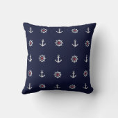 赤く白くおよび青のいかりパターン クッション (裏面)