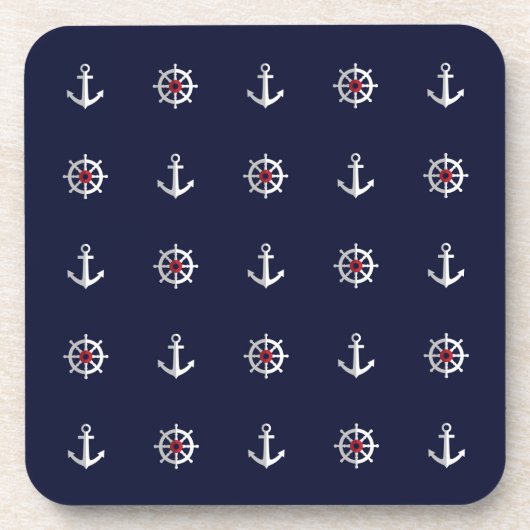 赤く白くおよび青のいかりパターン コースター (正面)