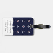 赤く白くおよび青のいかりパターン ラゲッジタグ (裏面横)