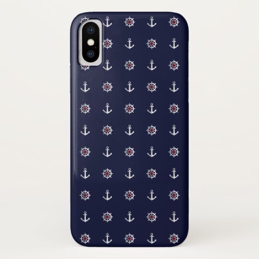 赤く白くおよび青のいかりパターン Case-Mate iPhoneケース (裏面)