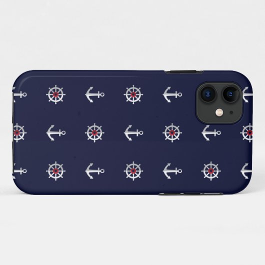 赤く白くおよび青のいかりパターン Case-Mate iPhoneケース (裏面(横))