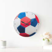 赤く白くおよび青のサッカー ラージ壁時計 (ホーム)