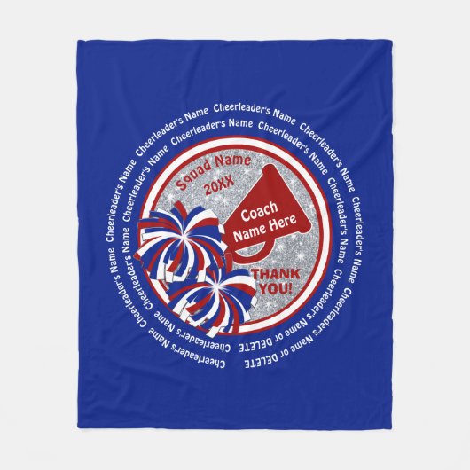 赤く白くおよび青のチアリーティングのコーチのギフトのアイディア フリースブランケット (正面)