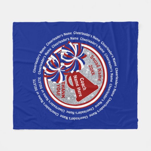 赤く白くおよび青のチアリーティングのコーチのギフトのアイディア フリースブランケット (正面(横))