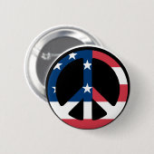 赤く白くおよび青のピースサイン 缶バッジ (正面&裏面)