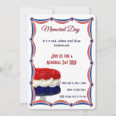赤く白くおよび青の旗布のケーキのメモリアルデー 招待状 (正面)