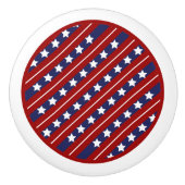 赤く白くおよび青の星条旗の陶磁器のノブ セラミックノブ (正面)