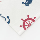 赤く白くおよび青の海の記号パターン フリースブランケット (角)