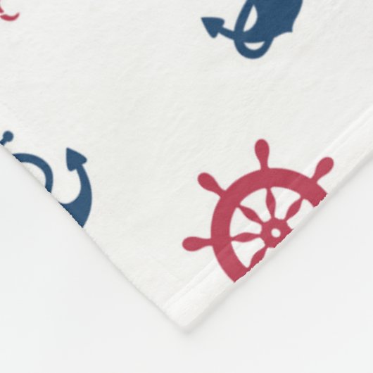 赤く白くおよび青の海の記号パターン フリースブランケット (角)