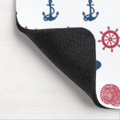 赤く白くおよび青の海の記号パターン マウスパッド (コーナー)