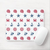 赤く白くおよび青の海の記号パターン マウスパッド (マウス)