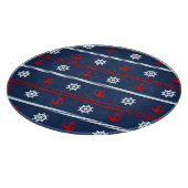 赤く白くおよび青の海パターン カッティングボード (角)